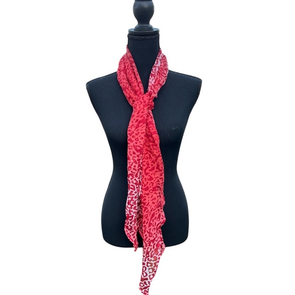 Women’s red & pink elegant red leopard print scarf OS - Picture 1 of 5